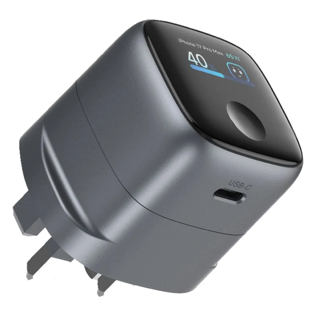 Prime AVS TFT Wall Charger With GaNStorm Technology - Grey